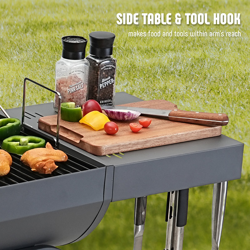 Feasto Heavy-Duty Outdoor Charcoal Grill with Side Table